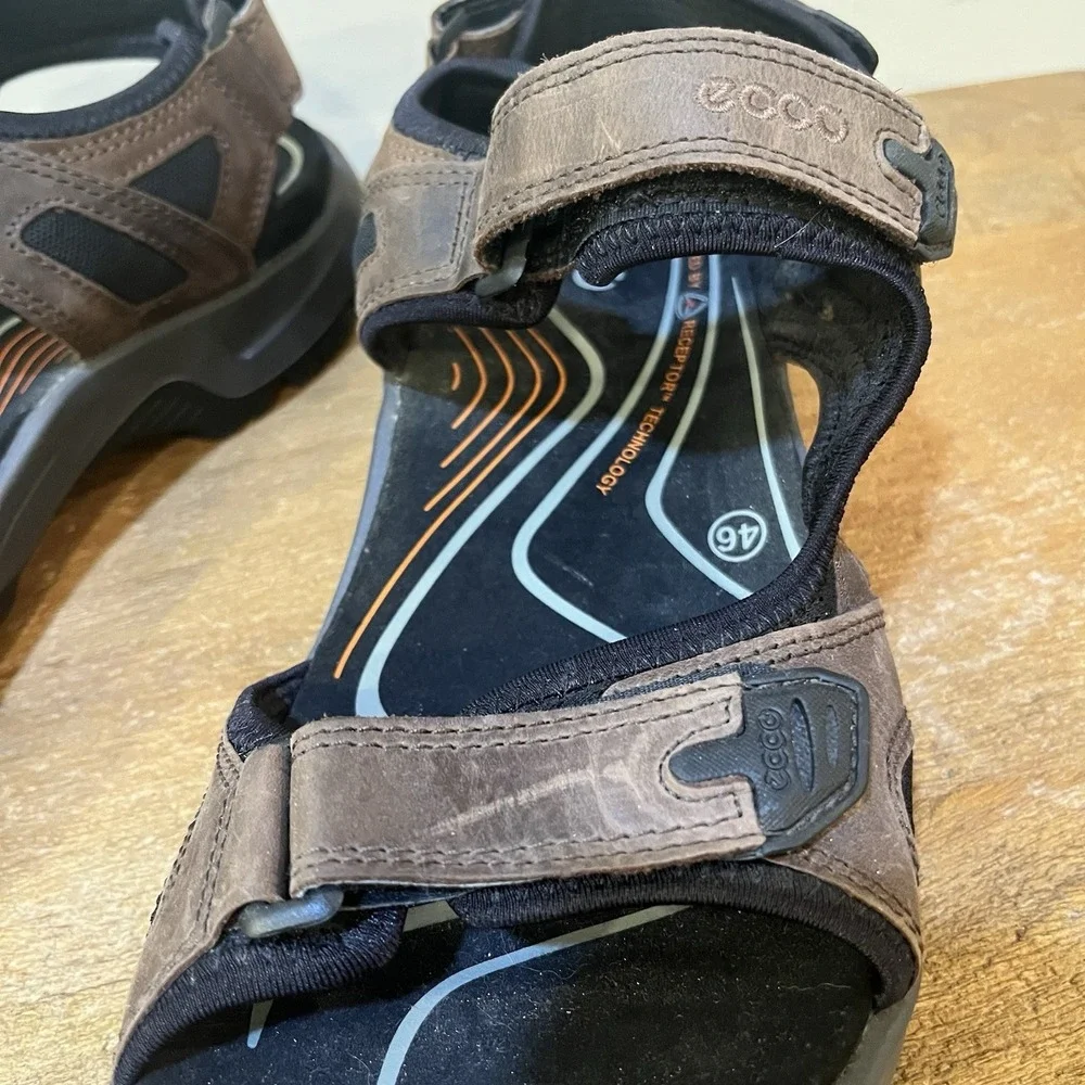 ECCO Yucatán‎ Offroad Sandals Mens 46 US 12 Brown Leather Hiking Comfort Strap